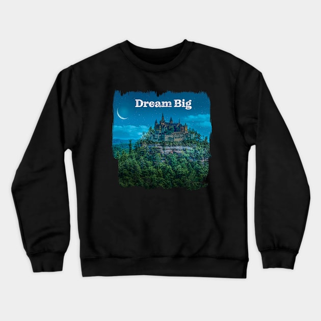 Mysterious moonlight shines on magical castle in the forest Crewneck Sweatshirt by SteveKight